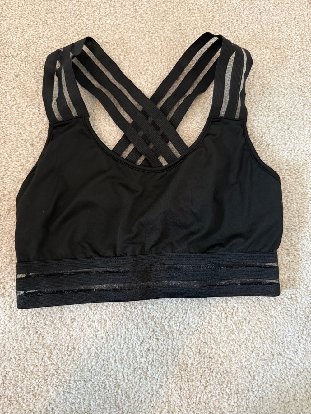 SHEIN Black Strappy Cross-Back Sports Bra